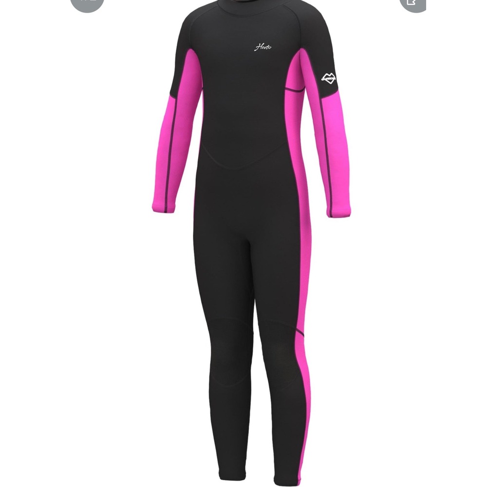 Hevto Wetsuit Girls 10 Slim Black Pink New 3mm Neoprene Full Body Thermal Suit